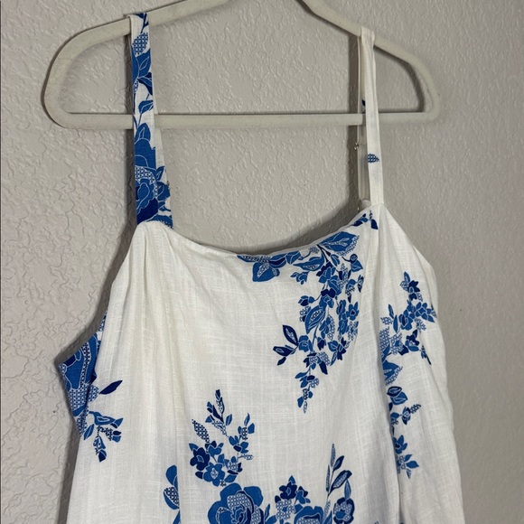 NEW Halogen Blue Sleeveless Floral Print Midi Dress Sz XL Vacation Summer Spring - Picture 3 of 10